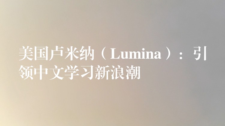 美国卢米纳（Lumina）：引领中文学习新浪潮