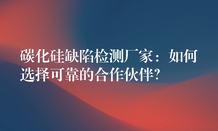 碳化硅缺陷检测厂家：如何选择可靠的合作伙伴？