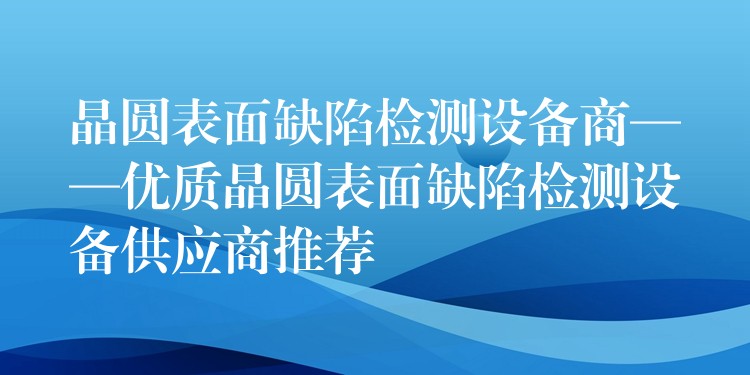 晶圆表面缺陷检测设备商——优质晶圆表面缺陷检测设备供应商推荐