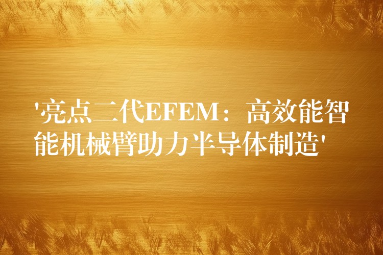 ‘亮点二代EFEM：高效能智能机械臂助力半导体制造’