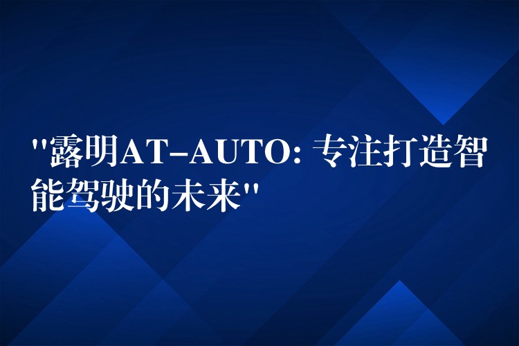 “露明AT-AUTO: 专注打造智能驾驶的未来”