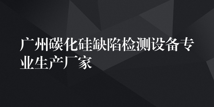 广州碳化硅缺陷检测设备专业生产厂家