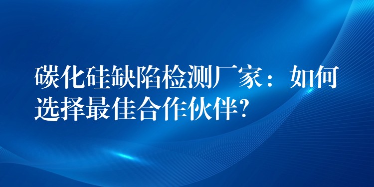 碳化硅缺陷检测厂家：如何选择最佳合作伙伴？